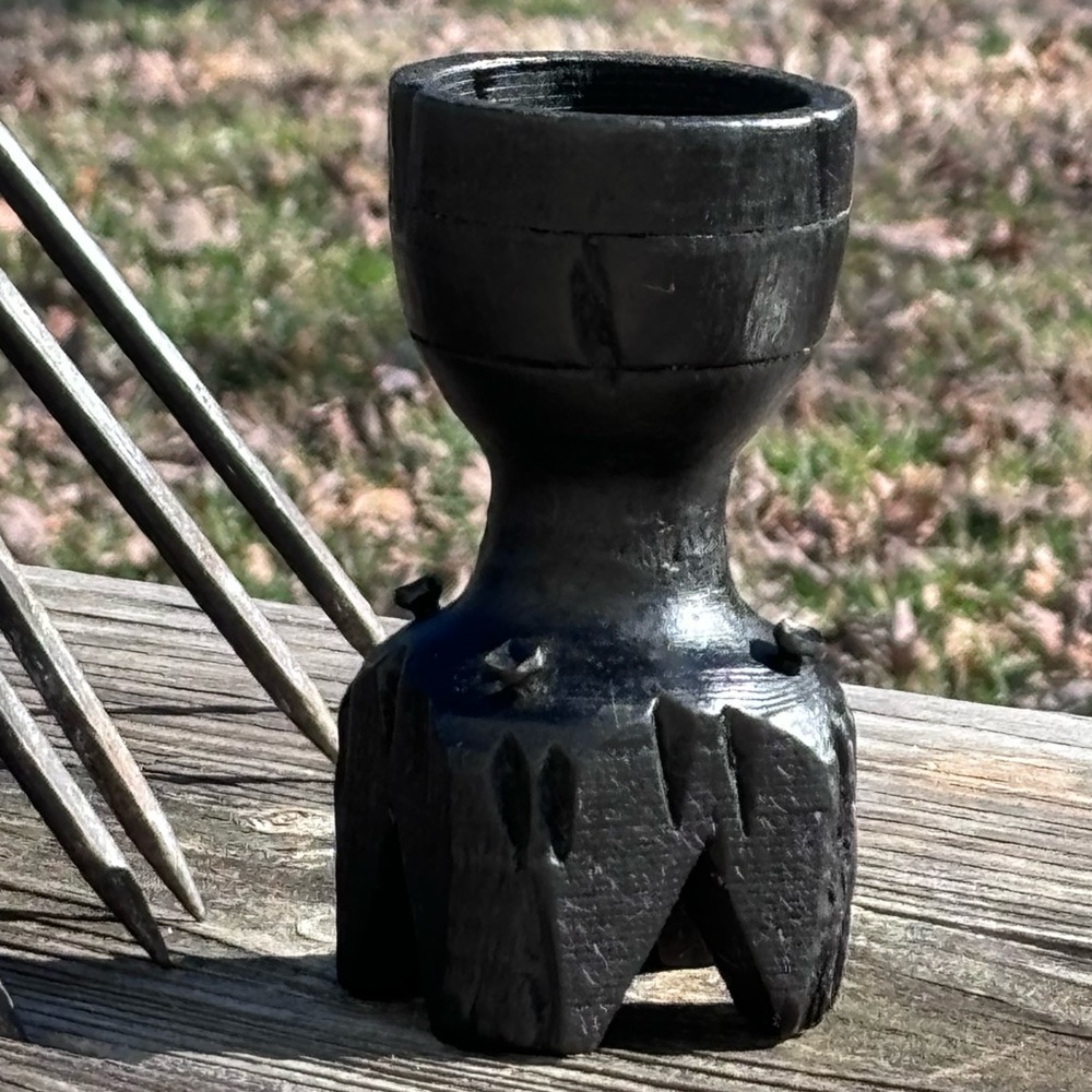 Antique Hand Carved Ebonized Wood Candle Holder! - Picture 5 of 13